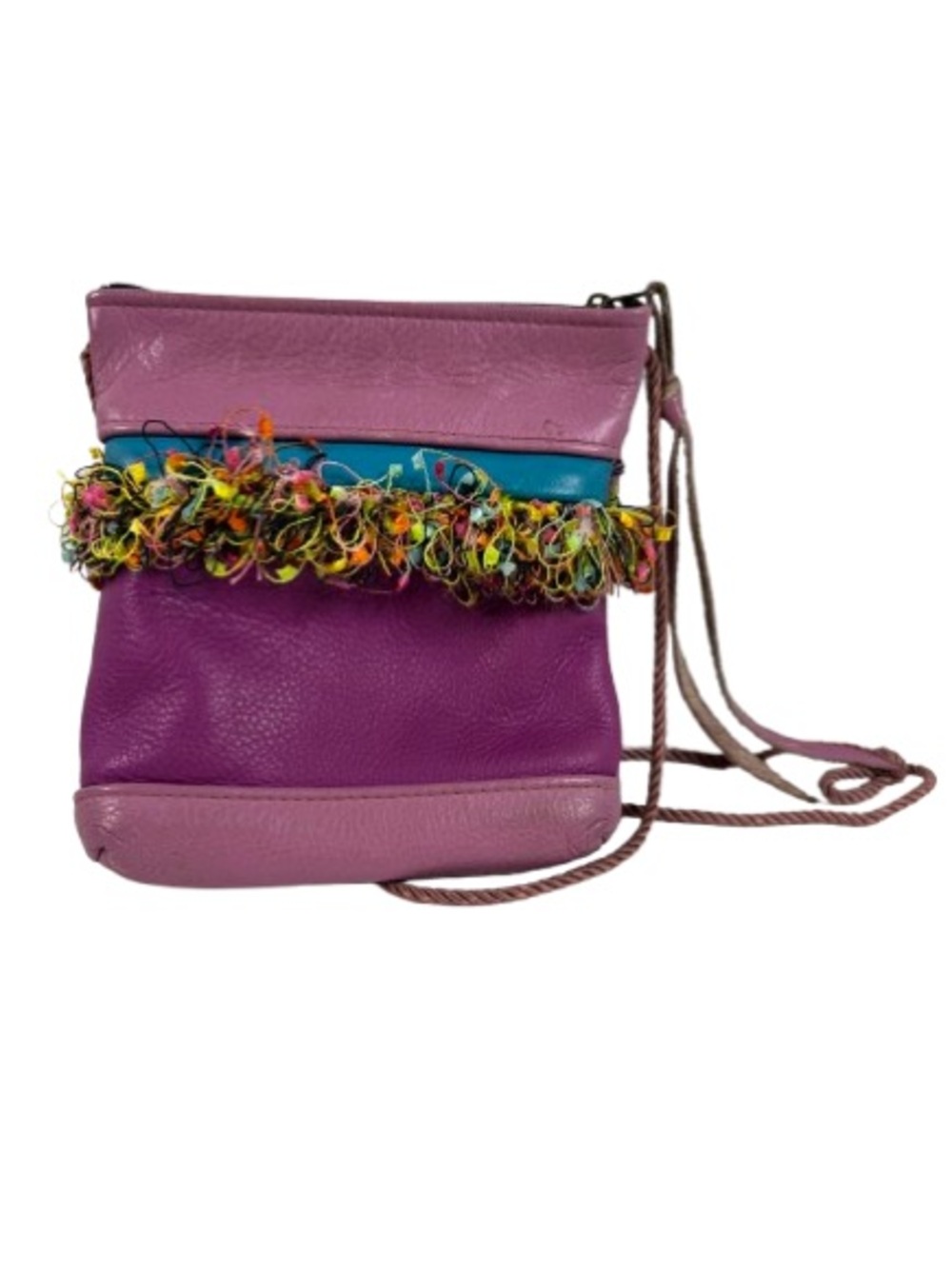 Vibrant Purple Boho Crossbody Bag with Fringe